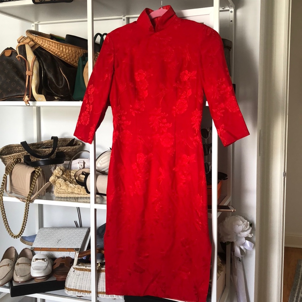 Vintage Cheongsam Silk Chinese Tea Ceremony Dress